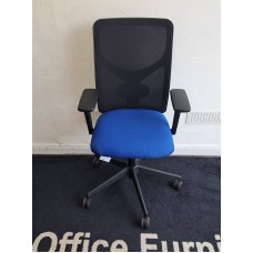 Blue & Black mesh operator chairs