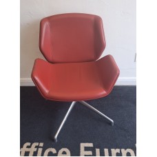 Boss Kruze red leather & Chrome swivel breakout chairs