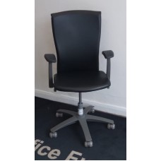 Knoll Life black leather & silver executive operator chairs