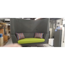 Orange Box two seater Grey Green breakout sofas with cushions