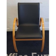 Faux Leather and Wood Meeting Chair