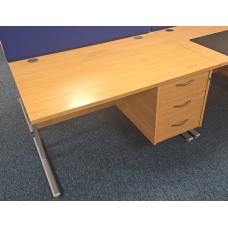 Limed Oak 1200mm by 800mm staright desks with fixed pedestals