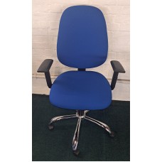 Blue contract operator chairs with Chrome base & arms