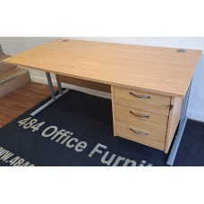 Limed Oak 1600mm by 800mm straight desks with fixed pedestals