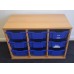Wood nine drawer 1000mm wide 500mm deep 720mm high storage unit