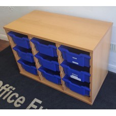 Wood nine drawer 1000mm wide 500mm deep 720mm high storage unit