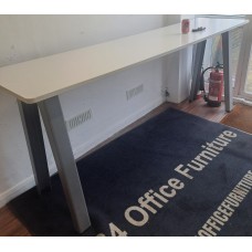 White 2400mm long by 600mm deep high table