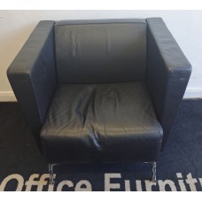 Orange Box black leather single sofa