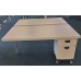 Kinnarps white 1600mm by 800mm twin bench desks with mobile pedestals