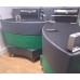 Leather curved two tone grey green breakout modular seating