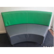Leather curved two tone grey green breakout modular seating