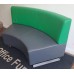 Leather curved two tone grey green breakout modular seating