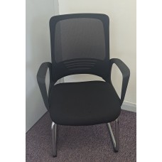 Black mesh meeting chairs with arms