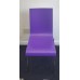 Set of four purple wood & chrome stacking canteen chairs