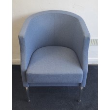 Kinnarps blue & chrome legs tub chairs