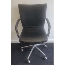 Connection black leather & chrome operator chair