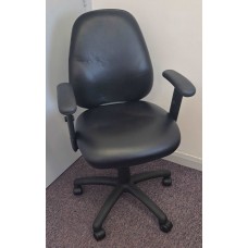 Black leather budget operator chairs with arms 