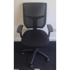 Black mesh T-back contract operator chairs with arms