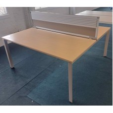 Steelcase twin 1600mm maple bench desk with privacy screen Steelcase twin 1600mm maple bench desk with privacy screen