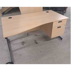 Light oak 1600mm wave desks with fixed pedestals Light oak 1600mm wave desks with fixed pedestals