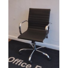 Black Chrome Faux leather operator chairs 