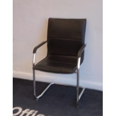 Black Chrome Faux leather operator chairs 