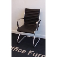Black Chrome Faux leather meeting chairs with arms  