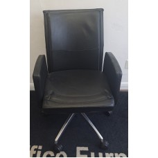 Black leather swivel meeting/breakout/operator chairs 