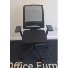 Black mesh fully adjustable operator chairs