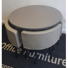 Graphite grey 900mm wide table set with four grey faux leather chairs