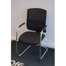Boss design black mesh & Chrome meeting chairs with arms