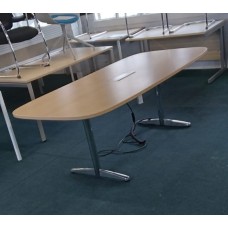 Light oak & Chrome legs 2100mm by 1000mm meeting table with central wire management
