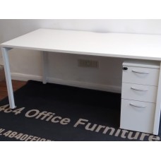 White 1600mm by 800mm bench style straight desks