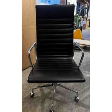 Black Faux leather & Chrome high back gas lift operator chairs Black Faux leather & Chrome high back gas lift operator chairs