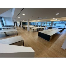 Ninety light oak & steel frame bench desk positions Ninety light oak & steel frame bench desk positions