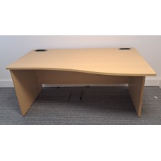 Light oak 1600mm by wave desk with matching mobile pedestals