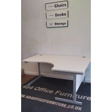White 1600mm by 1200mm radial desks 