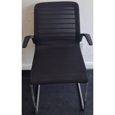 Black mesh meeting chairs with arms