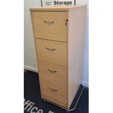 Beech four drawer wood filing cabinet 