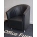 Pair of Orange Box black leather tub chairs